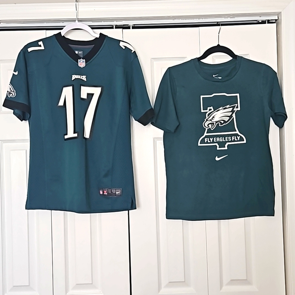 Eagles Nike #17 Jersey and Eagles Liberty Bell Nike Tshirt Size L Youth